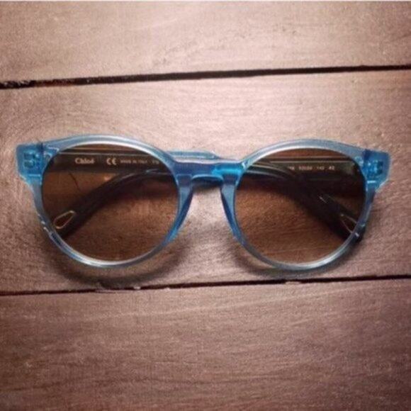 Chloe Willow 52mm Round Sunglasses Blue - Picture 2 of 10